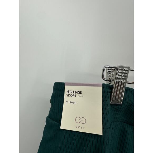 Calia Skirt Women XXL NWT Green Deep Aqua 15" Ribbed Slit Mini Skort Golf - Picture 8 of 11
